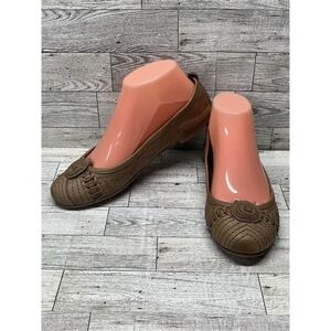 Frye Carson Concho Grey Tan  Ballet Flats Woman's‎ Leather Shoe Size 7.5M